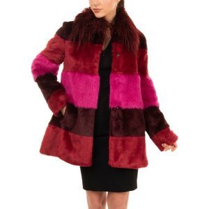 AINEA Faux Fur Coat Size 40 / S Colour Block Full Popper Made in Italy